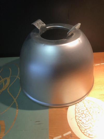 INDUSTRIAL LIGHT SHADE!!! BEAUTIFUL METAL CLAD RIBBED GLASS..., View more