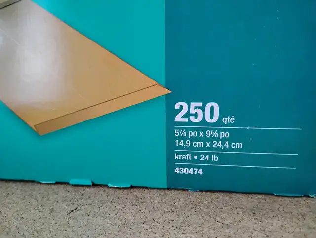 x250 Envelopes 5-7/8" x 9-5/8" Kraft 24lb Catalogue Envelopes in Other in City of Montréal - Image 7