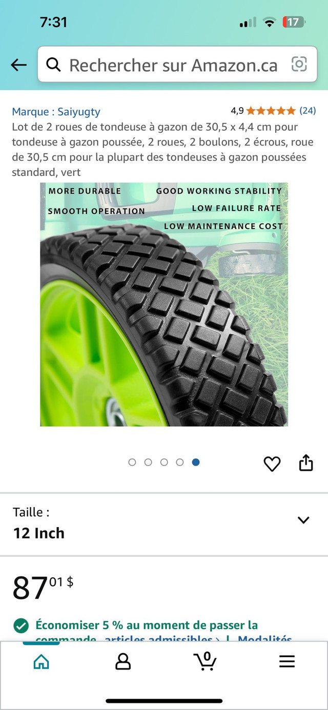 Saiyugty Lot de 2 roues de tondeuse à gazon dans Tondeuses et souffleuses  à Laurentides - Image 2