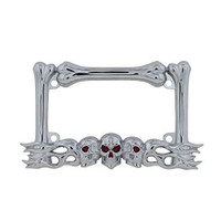 NEW Pilot skull/flames motorcycle license plate frame $57 on Ama