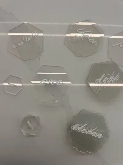 1-20 Clear Acrylic Hexagon Table Numbers with Holder Stands,Printed Calligraphy Acrylic Table Number...