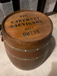 Whiskey barrel side table 
