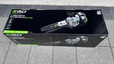This EGO 16-inch cordless chain saw is in excellent, like-new condition, featuring a 56V ARC Lithium...
