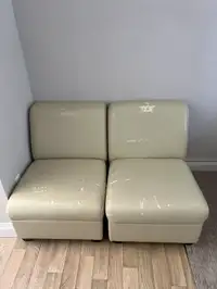 White Faux Leather Slipper Chairs