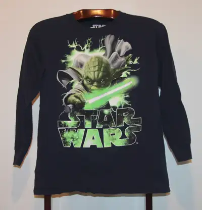 STAR WARS YODA LONG SLEEVE T SHIRT SIZE YOUTH LARGE Brand: Star Wars Theme: Star Wars Color: Navy Bl...