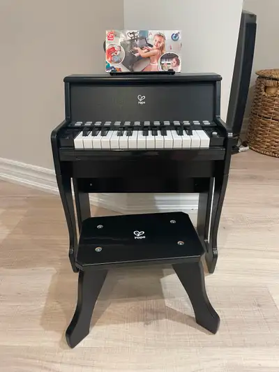 Hape Learn with lights black piano with stool, View more