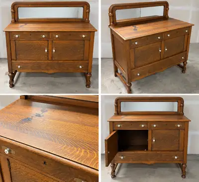 Antique Walnut vanity / cabinets, View more