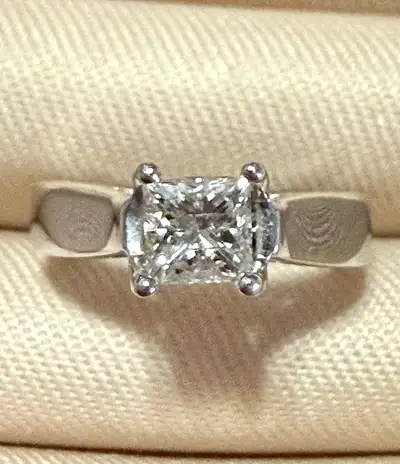 14K White Gold Engagement Ring with Real 1 Carat Diamonds, View more