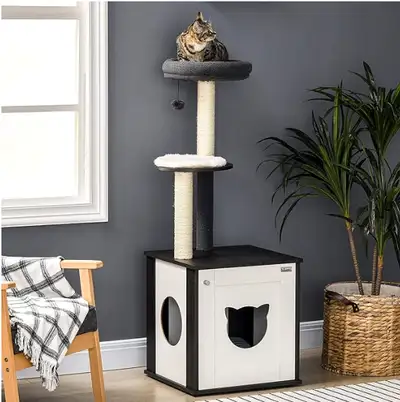 Arbre à chat neuf, encore dans sa boite d'origine jamais ouverte, avec cube d'intimité pour placer u...