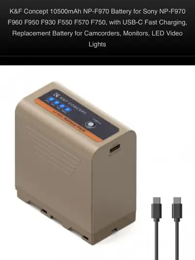 This brand new K&F Concept 10500mAh NP-F970 battery is the perfect replacement for Sony NP-F970, F96...
