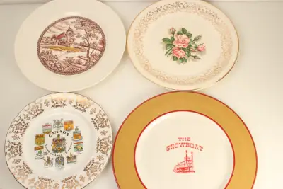 Lot of 4 plates- Canadiana Old Mill Canada Coats-of-Arms 1970's, View more