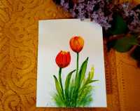 Original hand paint, floral greeting gift card, birthday,thank y