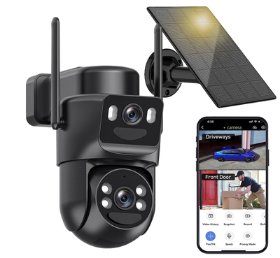 3K Solar Security Camera Wifi Outdoor, 360° PTZ Camera, IP66, View more