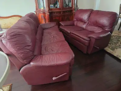 Reclining Leather Sofa and Loveseat, View more