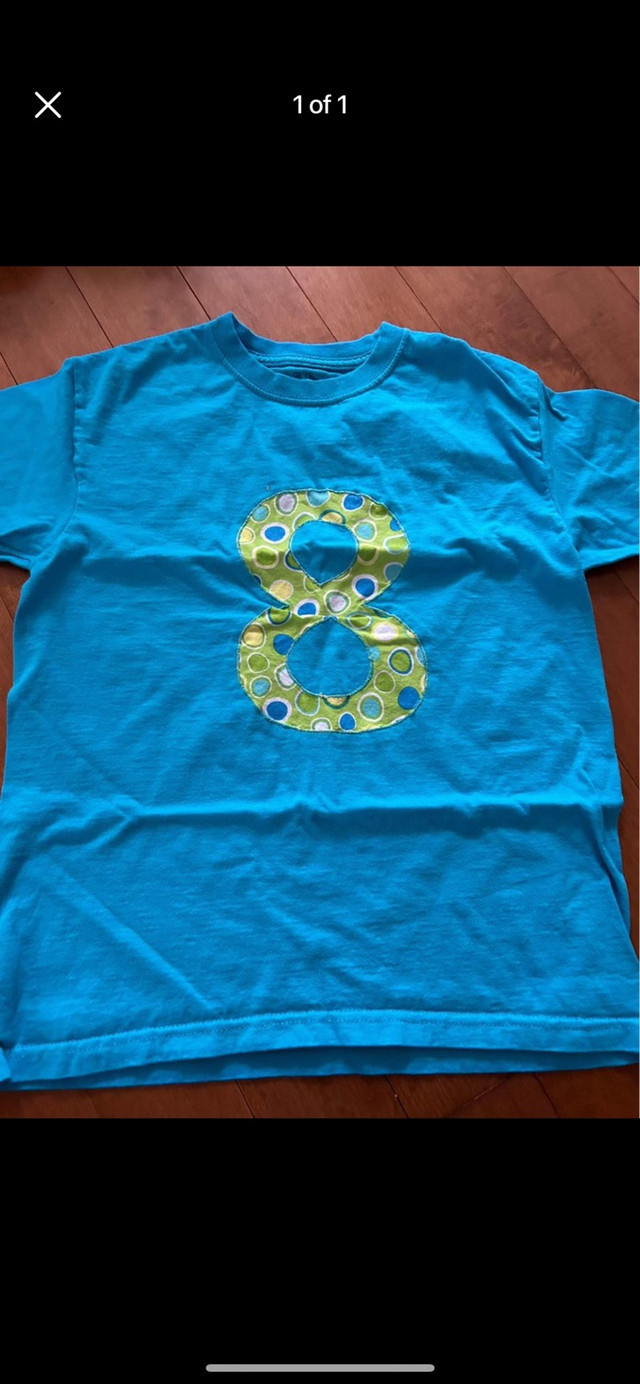8 BIRTHDAY SHIRT SIZE 10/12 FRUIT OF THE LOOM BRAND SHORT SLEEVE in Kids & Youth in Peterborough