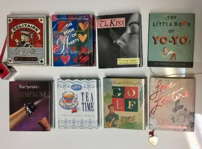8 Miniature books Solitaire, Hearts, Kiss, Yo-Yo, Tea, Wine Golf, View more