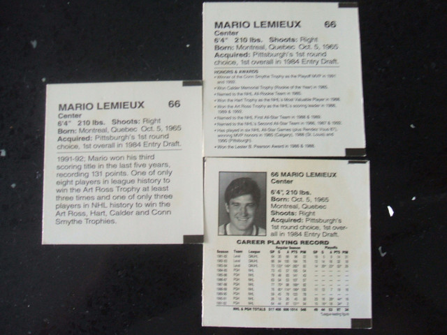 Petite série de 3 Cartes Bun de Mario Lemieux dans Art et objets de collection  à Laval/Rive Nord - Image 2