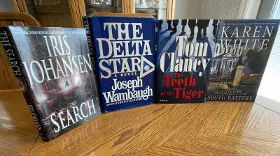 These mystery suspense novels will intrigue you. Excellent condition. Smoke free. Set of 4 for $9