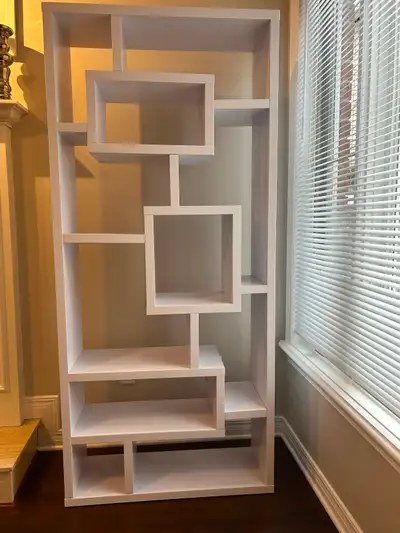 White Modern Geometric Bookshelf Dispaly Unit, View more