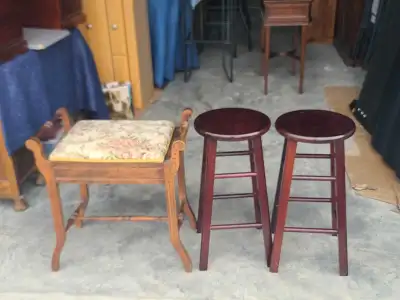 Vintage Vanity Stool & 2 Bar Stools, View more