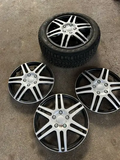 Priced to sell - will not hold. Snow tires on rims Tires in rims with hub cap Winterforce Tire size...