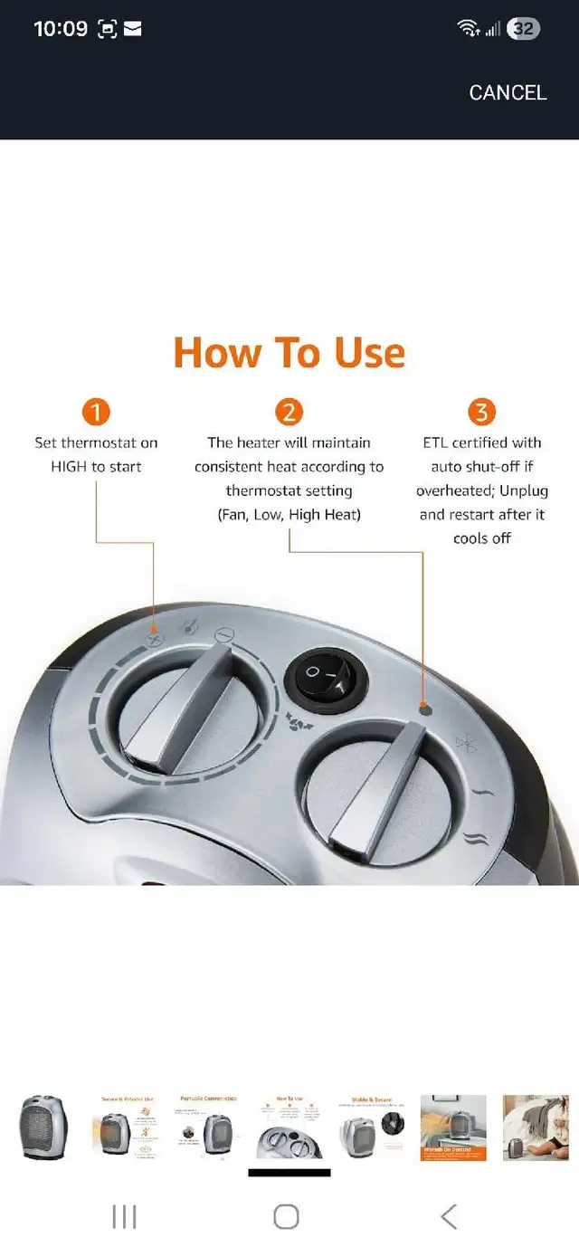 Amazon Basics Heater in Heaters, Humidifiers & Dehumidifiers in Kitchener / Waterloo - Image 6