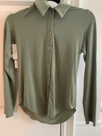 Aritzia Wilfred Tencel Lyocell Shirt in Sage Brand New