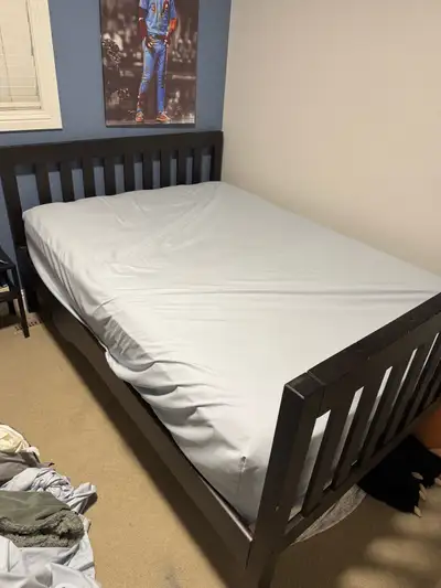 AP Industries (Canadian Made) wood bed frame. Double/Full size. Good condition. A few wear marks. Ea...