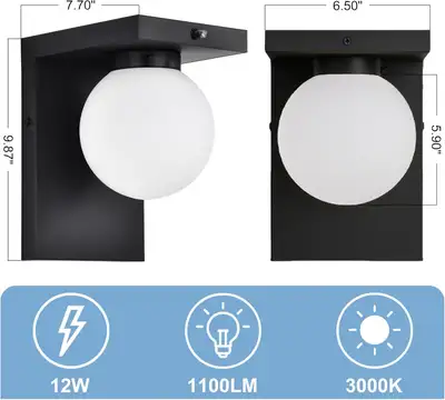 Black Dusk to Dawn LED Outdoor Wall Light, 12W Farmhouse Sconce,, View more