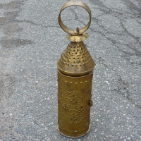 LANTERN Hand Pierced punched brass candle light Cabin Canadiana