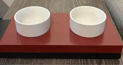 Pet Food Stand + Ceramic Bowls, View more
