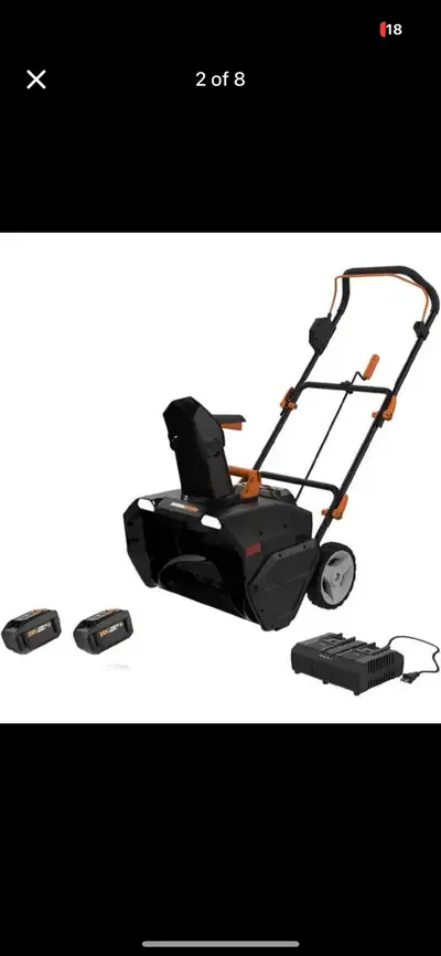 Brand new in box Worx WG471 40V Power Share 20" Cordless Snow Blower with Brushless Motor, Black and...
