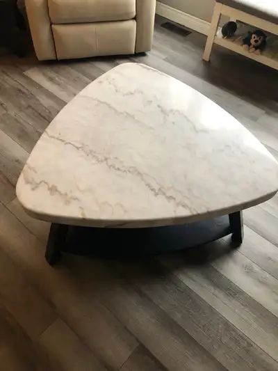 marble top coffee table triangular $120, View more