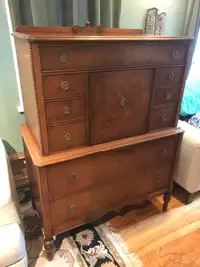 Antique Highboy Solid Wood Dresser