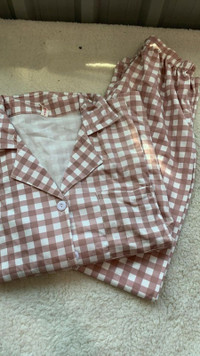 NEW Womens Pajama Set 100% Cotton Flannel Woven Plaid Pajamas M