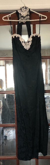 Pageant / Grad Gown. Classy Black and white. Slim fit worn twice