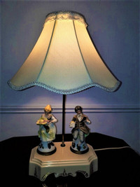 antique lampe de 1930 ,1940 figurines en platre