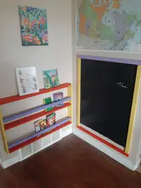 Kids book shelf, Chalk board frame and chalk board paint