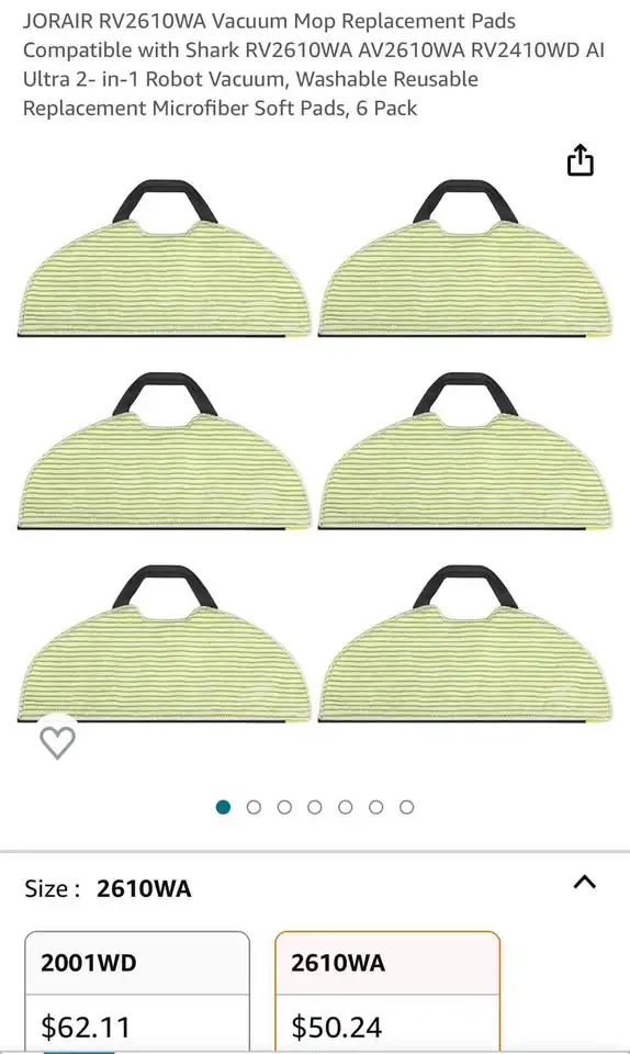 JORAIR RV2610WA Vacuum Mop Replacement Pads 6 pack in Other in London - Image 2