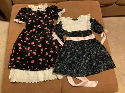 Black velvet flowered girls' Christmas dresses sizes 4T and 6, View more