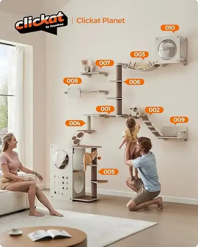 Brand New 10-Piece Wall-Mounted Cat Tree Special Selling at $15, View more