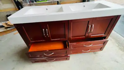 56-Inch Double Vanity Cabinet with ceramic to, View more