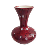 Vintage Art Deco Polka dot Speckled tall vase, signed Pauline S