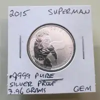 2015 Canada 'Superman' Pure .9999 Silver Proof $20 Coin!