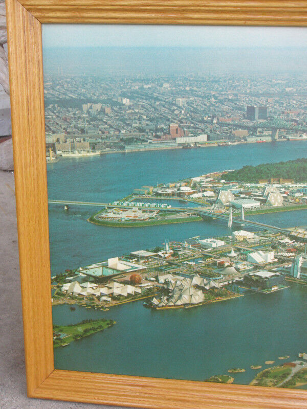 FIRST $65  ~ Rare Vintage ~ Expo 67 Aerial View Oak Wood Frame ~ in Arts & Collectibles in St. Catharines - Image 3