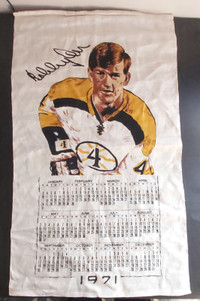 1971 BOBBY ORR Boston Bruins Linen Cloth Wall Hanger Calendar