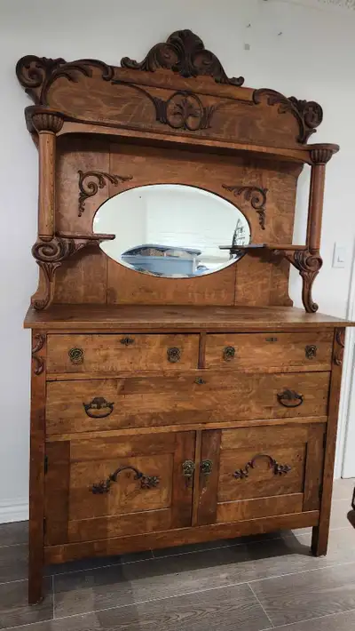 Antique oak hutch, View more