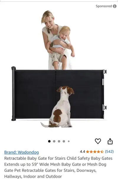 Wodondog Retractable Baby Gate 33”x 59”, View more