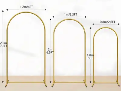 Gold Metal Arch Backdrop Stand Set + Ivory Covers + Birthday , View more