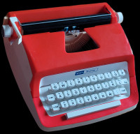 Vintage Red Sears Holiday Typewriter & Case